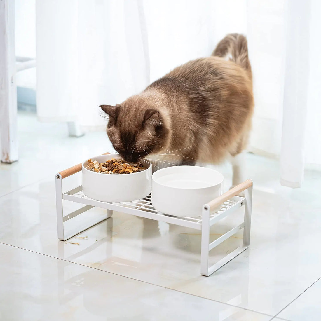 Elevated Cat Bowls Stand Adjustable Raised Pet Bowl