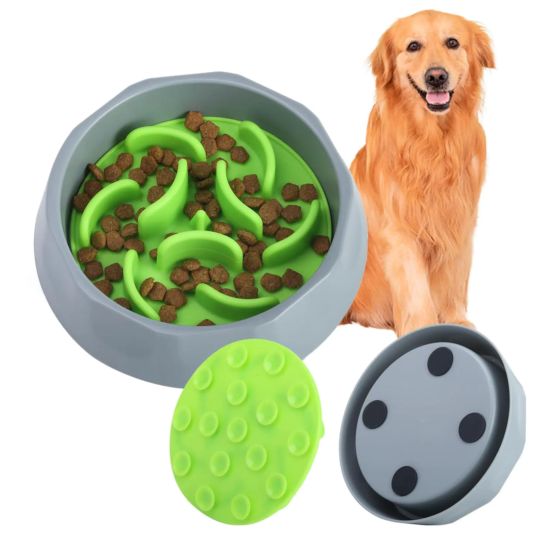Alainzeo 2-In-1Dog Bowl with Silicone Slow Feeder