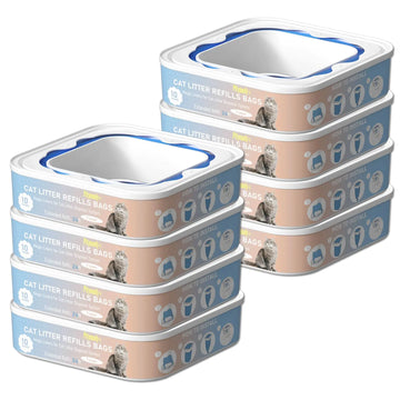Cat Litter Refill Bags Cartridge Compatible with Litter Cat Genie Standard Plus XL+ and XL Pail Refills Odor Control Cat Litter Bags Pet Waste Bags Box Accessories Pack of 8