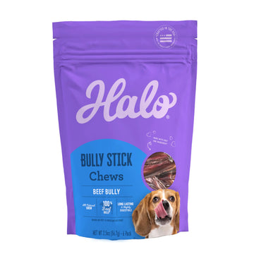 Halo Bully Stick Chews Dog Treats 2.5-OZ Pouch
