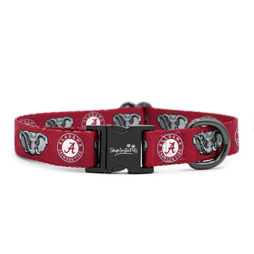 Alabama Crimson Tide Custom Handmade Adjustable Nylon Collars and Leashes (Large Collar)
