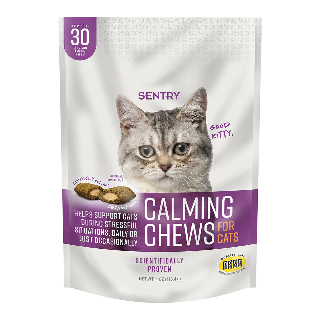 Sentry Calming Chews for Cats Calming Aid Helps to Manage Stress & Anxiety With Pheromones That May Help Curb Destructive Behavior & Separation Anxiety Calming Health Supplement for Cats 4 oz.