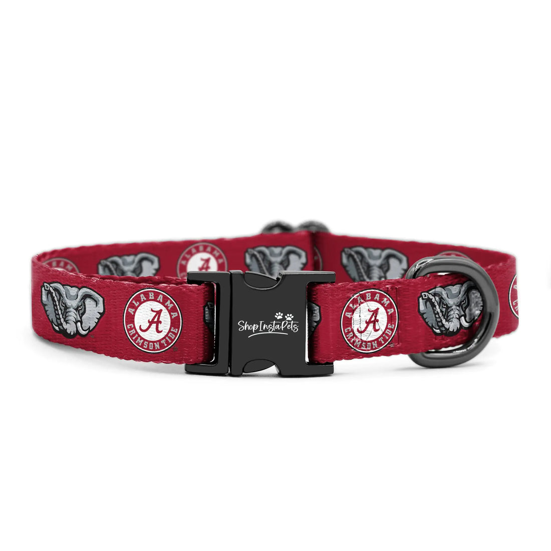 Alabama Crimson Tide Custom Handmade Adjustable Nylon Collars and Leashes (Large Collar)