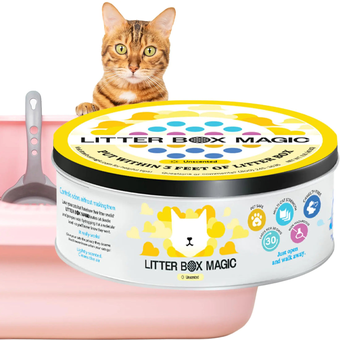 Litter Box Magic Cat Litter Deodorizer Jar (Fragrance Free 16 Oz Pack of 1) - Unscented Cat Litter Odor Control Gel - Cat Litter Box Pet Air Freshener - Litter Odor Eliminator to Freshen Air