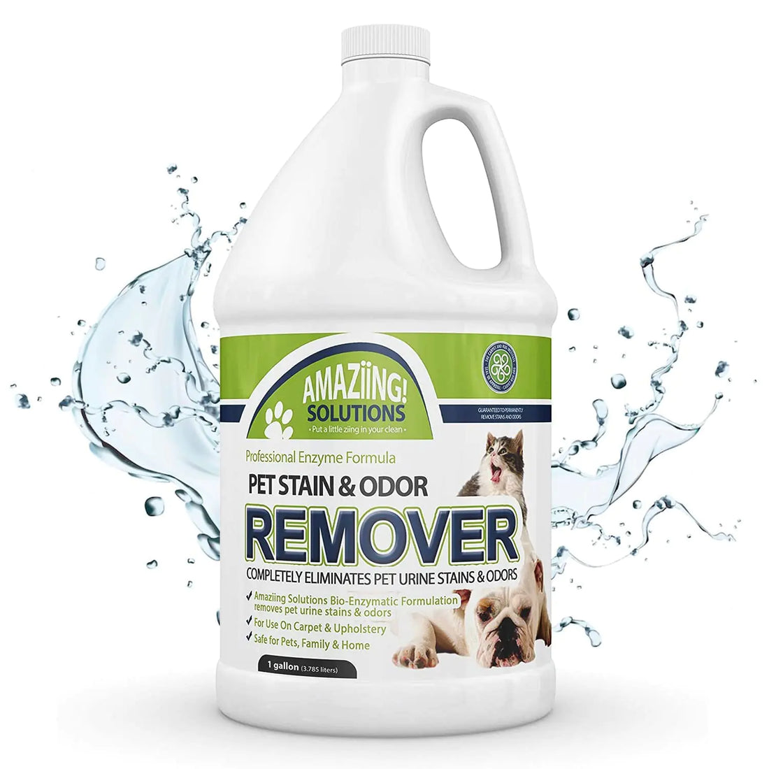 Amaziing Solutions Pet Stain and Odor Remover - Enzyme Cleaner Pet Urine Odor Eliminator Refill - Floor & Carpet Cleaner Pet Deodorizers For Home Fabric Freshener W/Fresh Clean Scent 1 Gallon