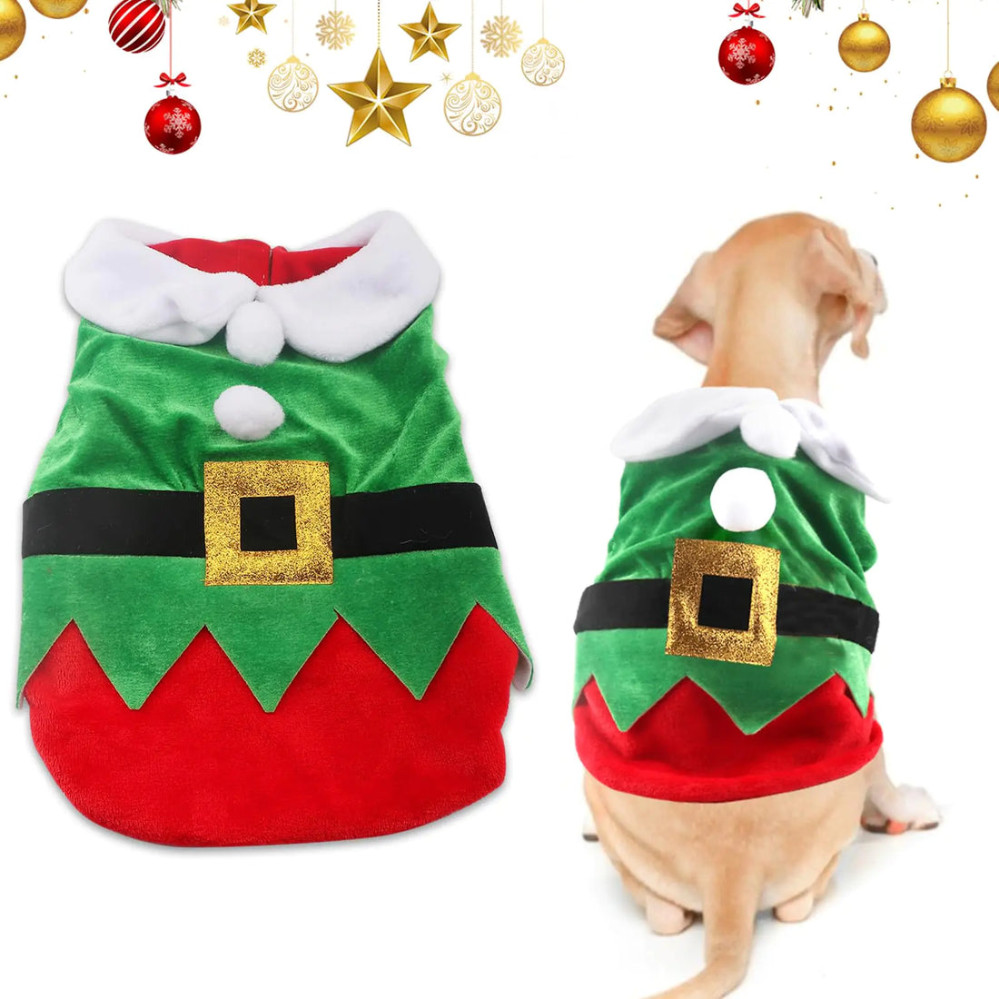 Threetols Dog Christmas Costumes Set Christmas Pet Clothes Christmas Outfits Pet Santa Claus Suit Winter Hoodie Coat Clothes for Puppy Winter New Year Xmas Holiday Accessories Supplies（XS）