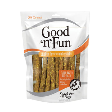Good n Fun Crunchy Rawhide Sticks Dog Chews Chicken Flavor Dog Treats 20 Count