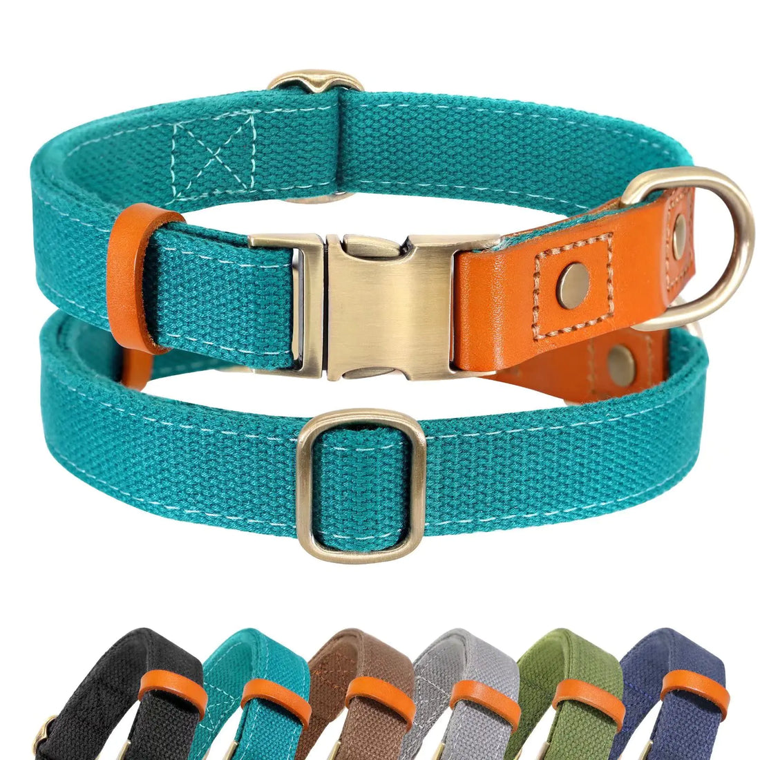 Didog Durable Dog Collars Adjustable Pet Collars with Metal Buckle for Small Medium Large Dogs Teal S