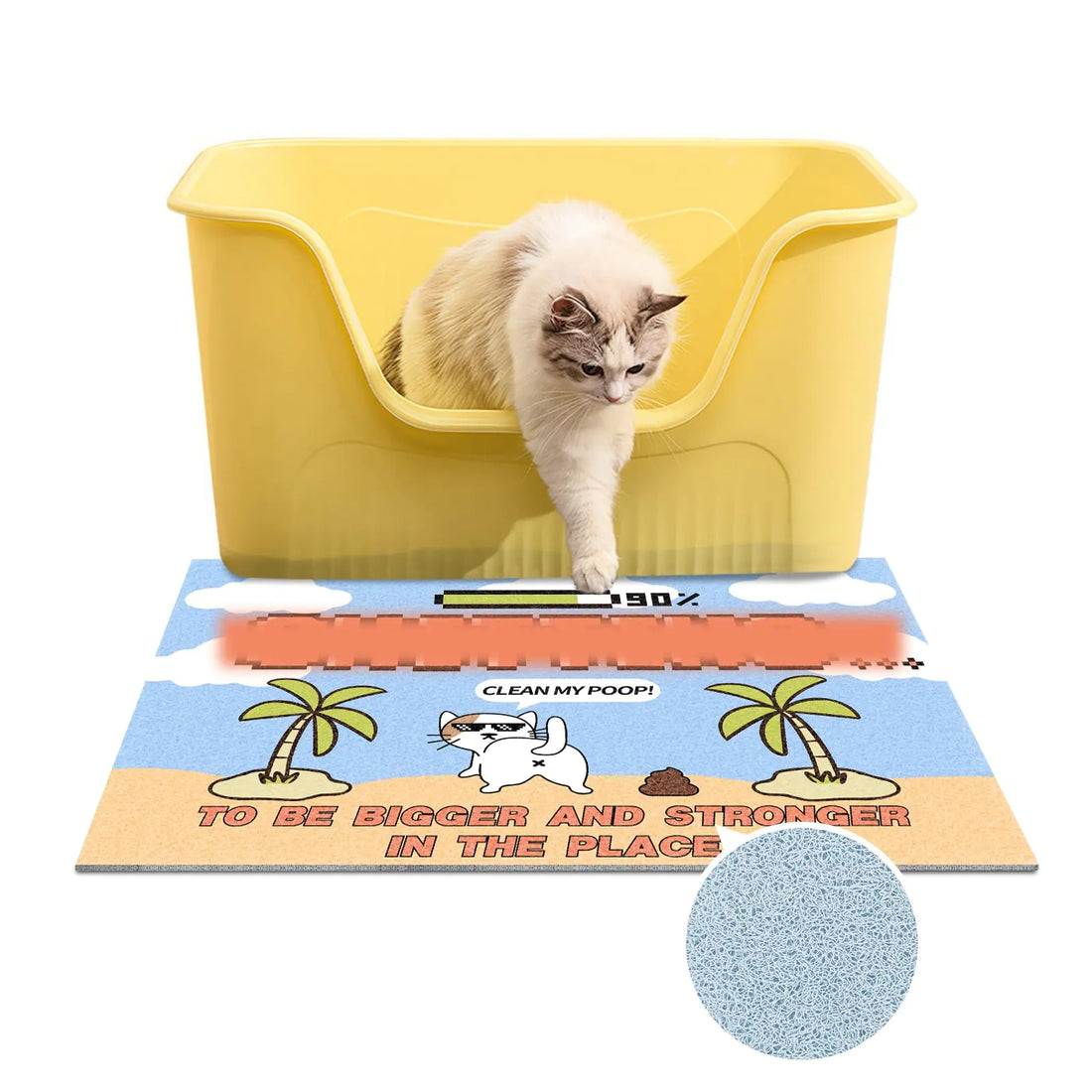 MIAOWSSS Cute Cat Litter Trapping Cute Cat Litter Trapping Mat Traps Mess from Litter Box and Pet Food Bowl Easy Clean Anti Slip Pet Accessories Morning Beach(Poltchrome) 16x24