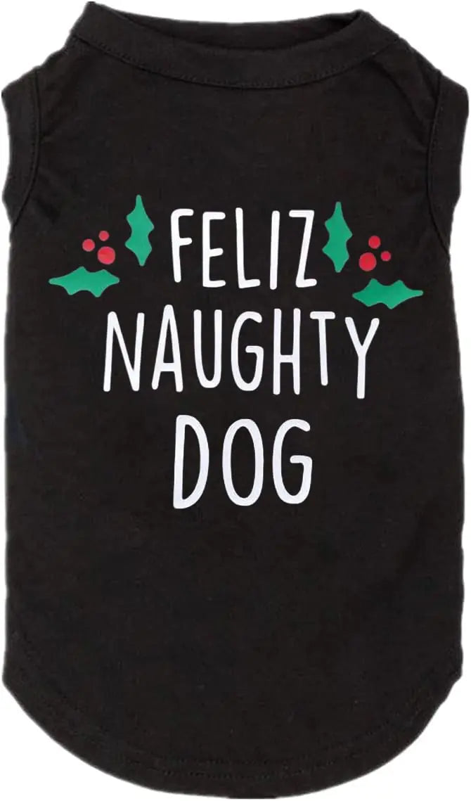 SUEOSU Christmas Dog Shirts for Pet Clothes Soft Breathable Puppy Shirts Printed Pet T-Shirt Puppy Dog Christmas Cosplay Xmas Pet Apparel for Small Medium Large Dogs and Cats (X-Large Black)