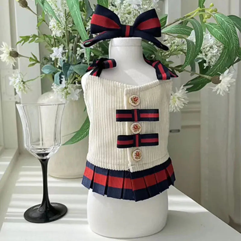 Plush Suspender Skirt for Dogs - Warm Clothing