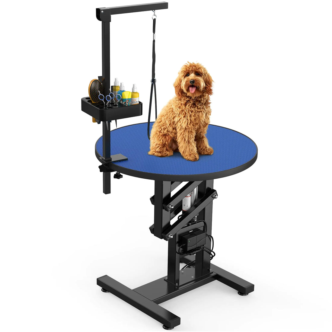 YITAHOME 24" Electric Lift Dog Grooming Table Rotating Desktop Grooming Table for Dogs at Home Adjustable Overhead Arm & Tools Organizer Pet Grooming Station for Small Dogs Cats Blue