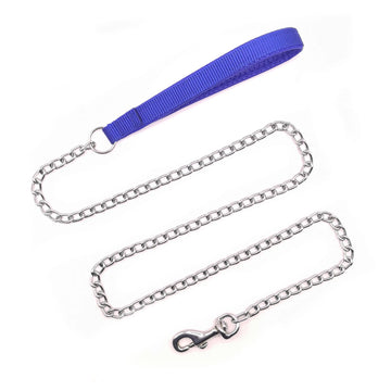 Metal Dog Leashes for Large Dogs Heavy Duty Chain Dog Lead Durable Strong Chew Proof Dog Leashes for Small Medium Large Breed Pet Dogs 3.0mm * 6ft Blue Handle