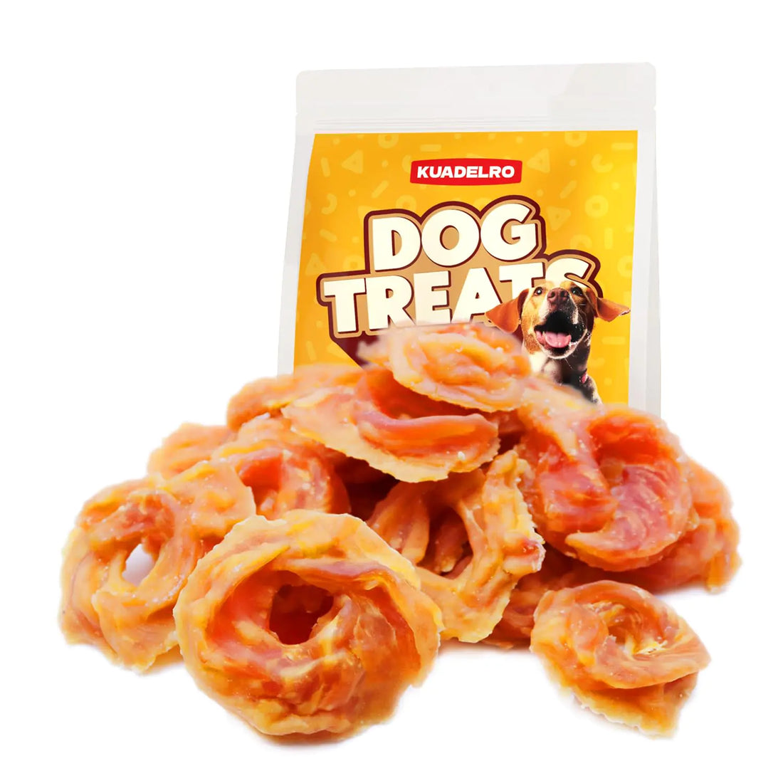 KUADELRO Chicken Rings Dog Treats Natural Chicken Breast Chicken Jerky Dried Tenders Dog Chews Dog Training Treats for Dog Snacks Healthy Dog Treats for Small Medium Large Dogs 10.54oz